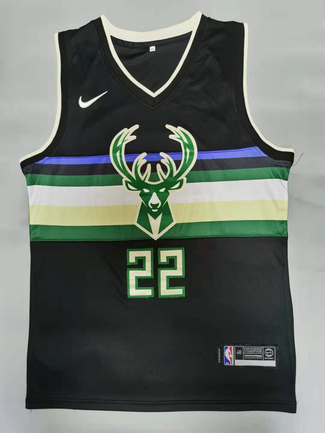 Men Milwaukee Bucks 22 Middleton Black 2021 Nike Game NBA Jersey